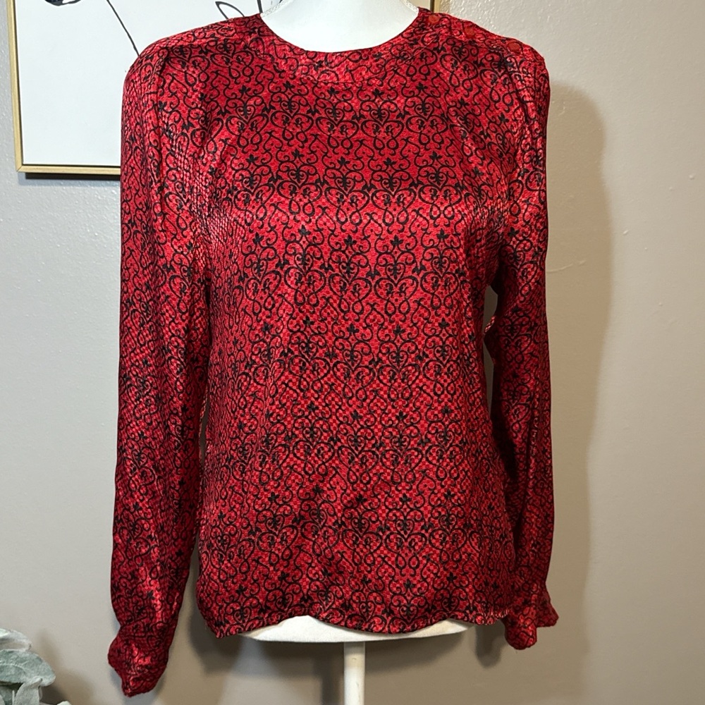 Michelle Stuart Red Patterned Blouse